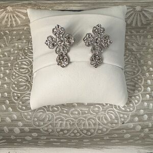 Vanity Silver Cross Earrings